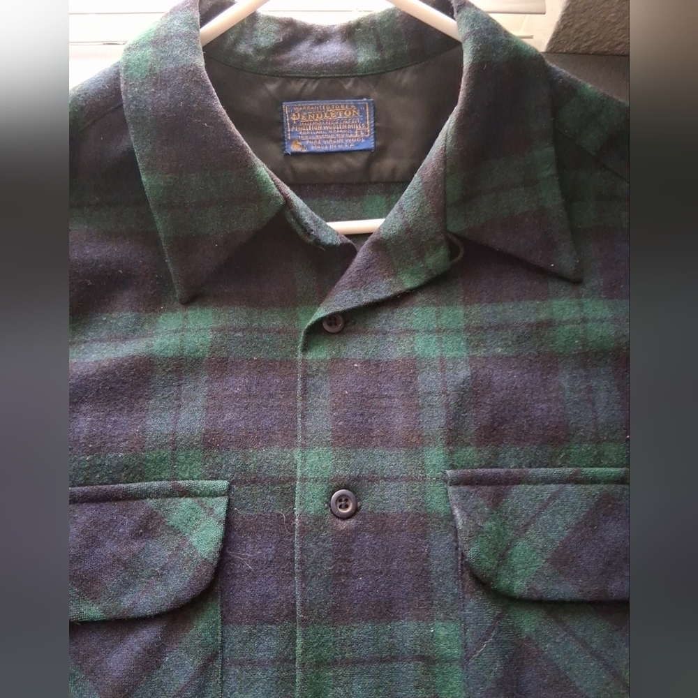 Vintage Pendleton Wool Tartan Plaid Button Down Shirt Mens Large - Picture 3 of 8